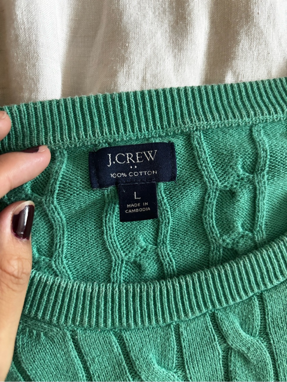 J. Crew Cable Knit Crewneck Sweater - Mint - Picture 3 of 4